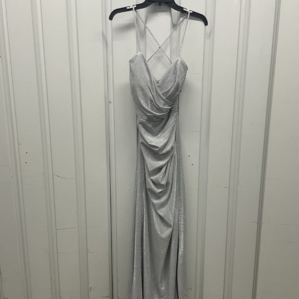 Elegant Dress, sparkle silver, floor length, evening gown